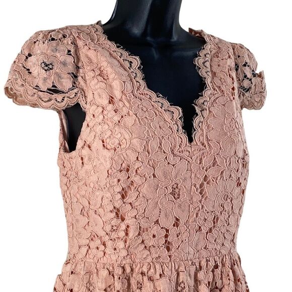 ERIN by Erin Fetherston Peach Alicia Floral Lace Fit Flare Mini Dress Sz 4 - Picture 4 of 14